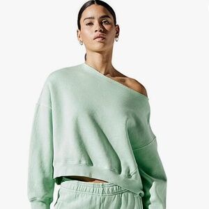 Sundry One Shoulder Sweatshirt - Lt. Green l Size 1 (Small) l NWT